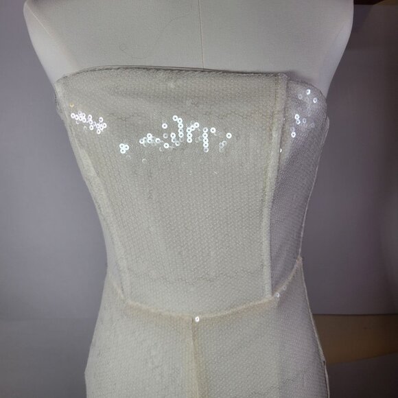 Lulus Cherelle Cream Sequin Strapless Jumpsuit Size S - Picture 2 of 4